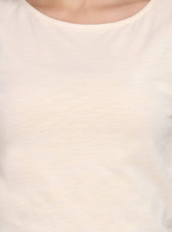 Ecru Solid Womens Top