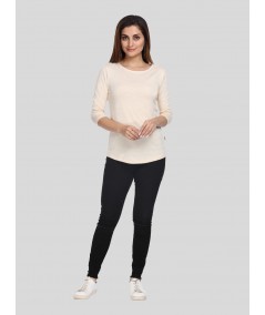 Ecru Solid Womens Top
