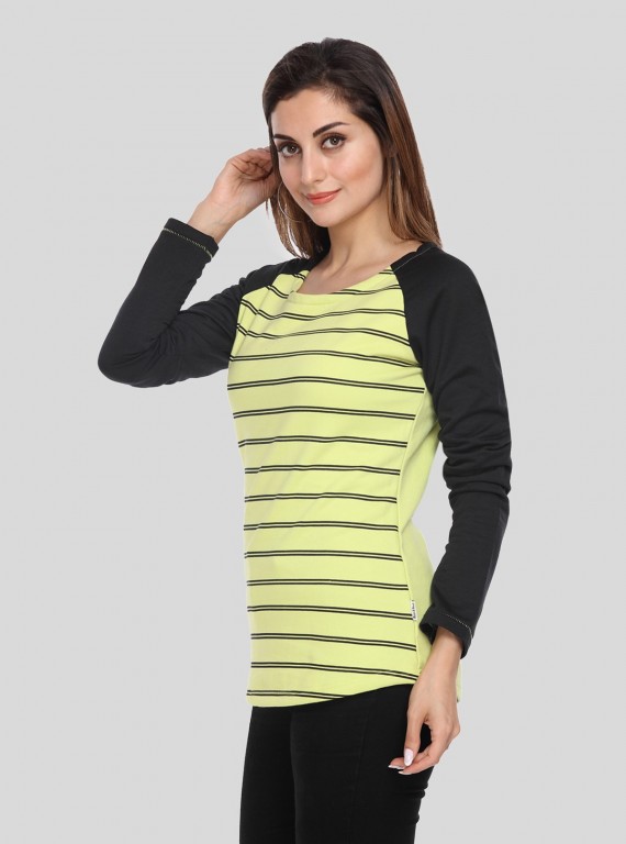 Green Stripe Print Sweat 