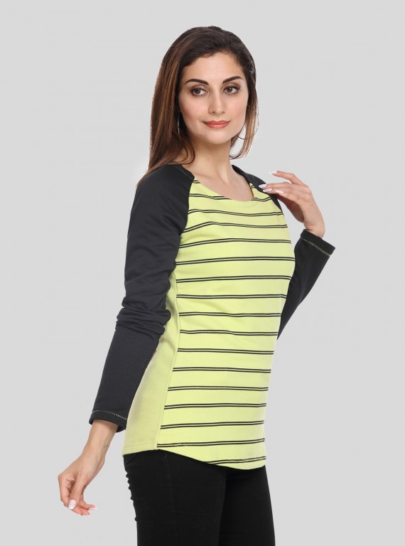 Green Stripe Print Sweat 
