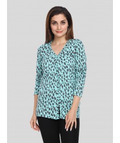 Women's Blue Cheetah Drop Top – Wild Elegance with Urban Edge by Boer & Fitch