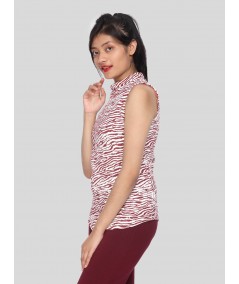 Graphica Print High Neck Top