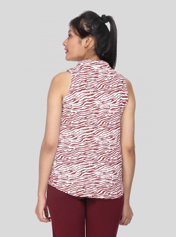Graphica Print High Neck Top