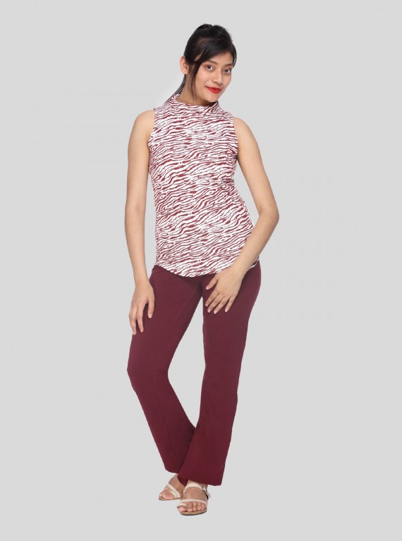 Graphica Print High Neck Top