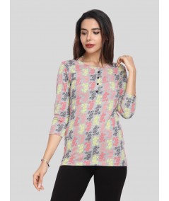 Women's Grey Textured Tri-Colour Printed Top – Modern Chic by Boer & Fitch