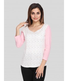 Star Glitter Printed Neck Top