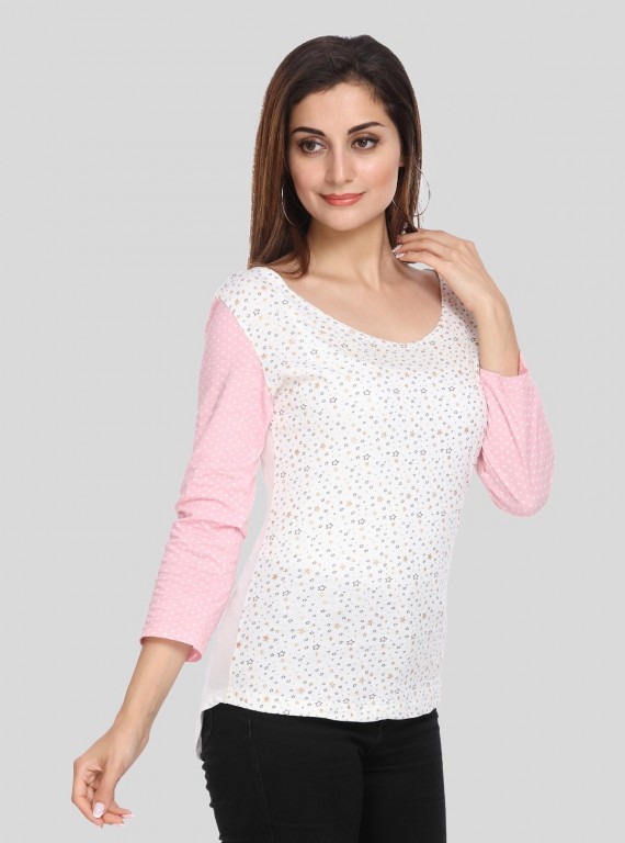 Star Glitter Printed Neck Top