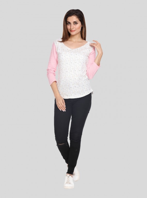 Star Glitter Printed Neck Top