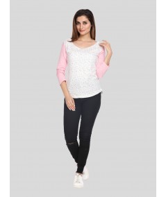 Star Glitter Printed Neck Top