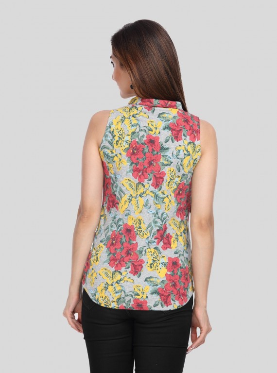 Floral Fleece High Neck Top