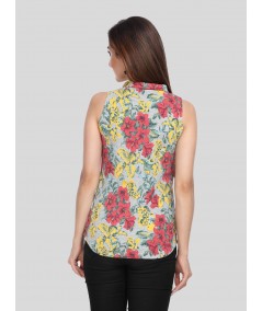 Floral Fleece High Neck Top