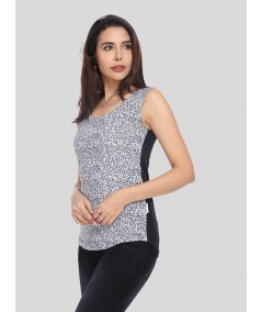 Sleeveless Black Graphic Print Top
