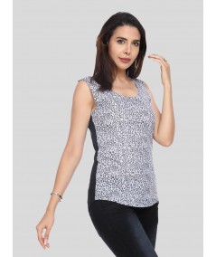 Sleeveless Black Graphic Print Top