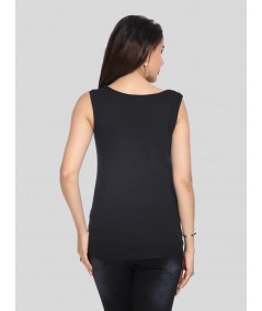 Sleeveless Black Graphic Print Top