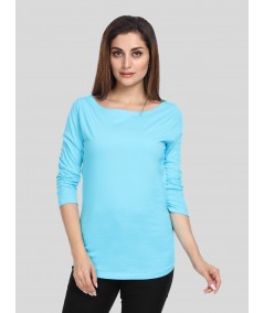 Women's Solid Pastel Blue Top – Minimal Chic with Soft Comfort