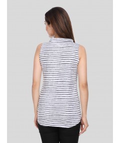 Distressed Stripe High Neck TShirt