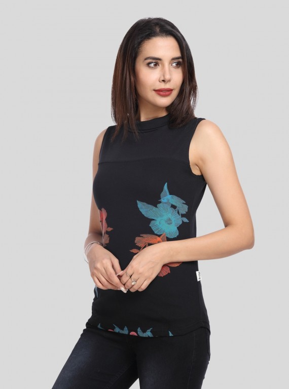 Colorful Leaves High Neck Top