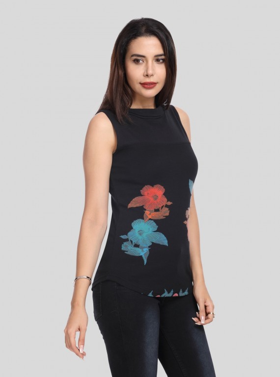 Colorful Leaves High Neck Top