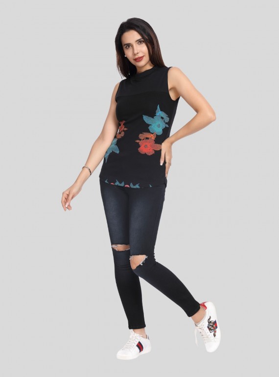 Colorful Leaves High Neck Top