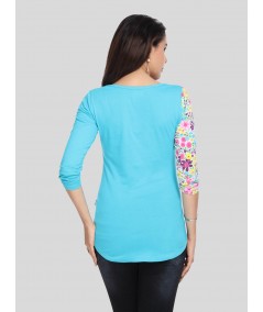 Turquoise Floral AOP Top