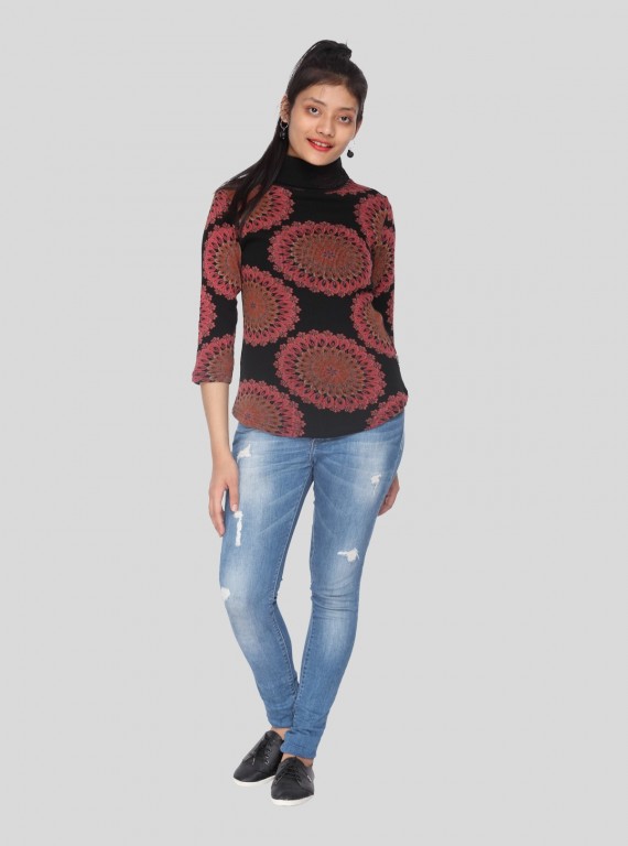 Solmon Scatter Roll on Neck Top
