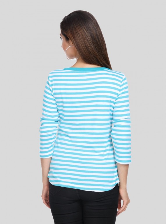 Turquiose Feeder Stripe Women's Top