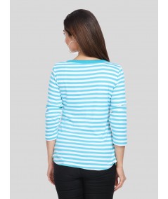 Turquiose Feeder Stripe Women's Top