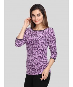 Puple Printed Velour Top