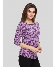Puple Printed Velour Top