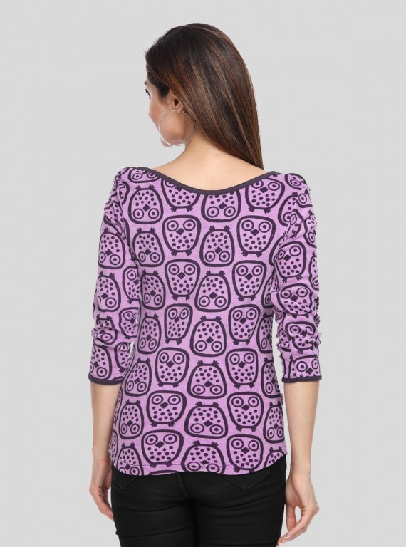 Puple Printed Velour Top