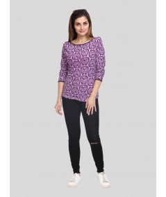 Puple Printed Velour Top