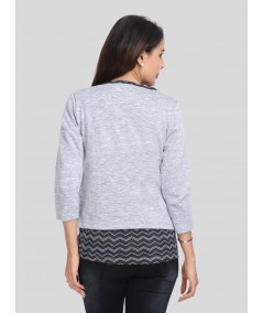 White Melange Fleece Set Top
