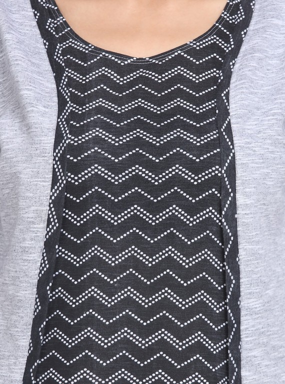 White Melange Fleece Set Top