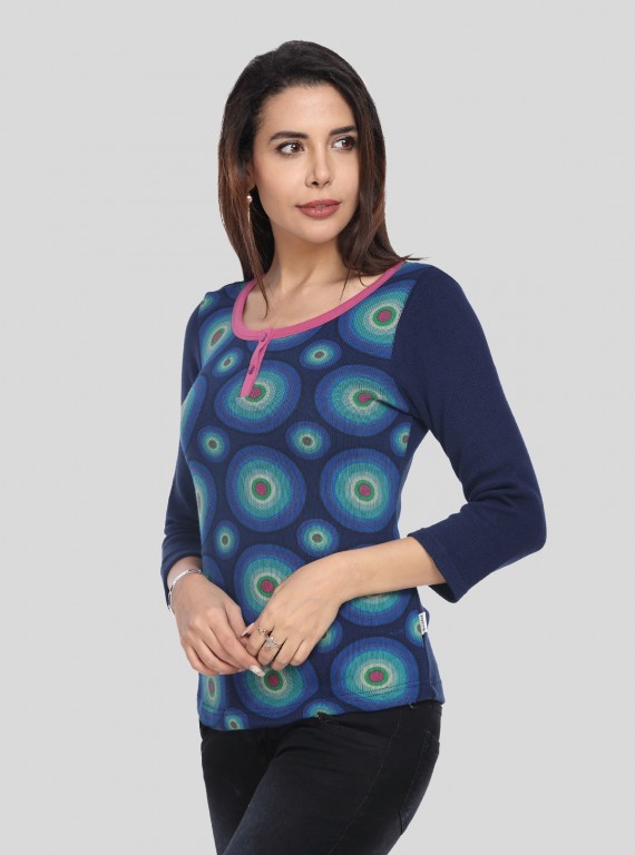 Ink Blue Buttoned Top