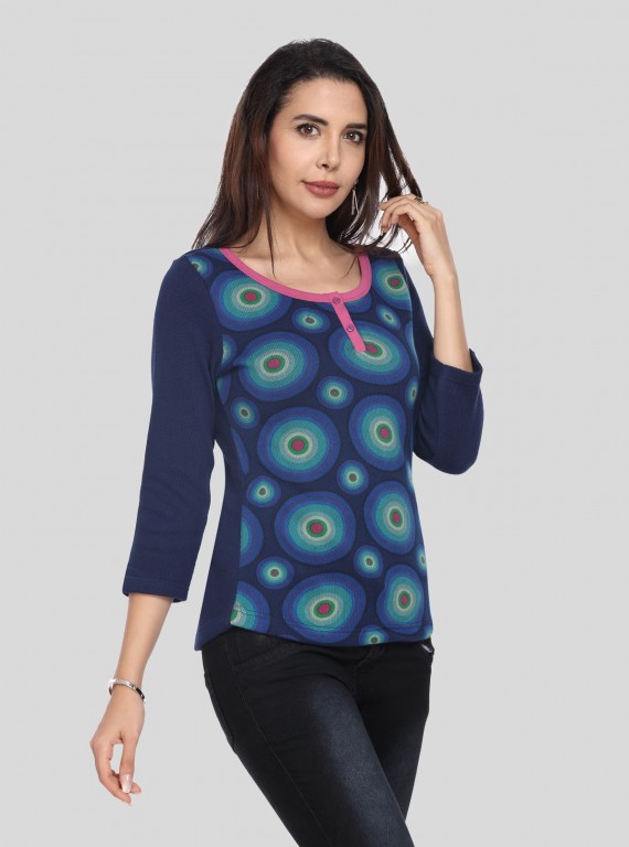 Ink Blue Buttoned Top