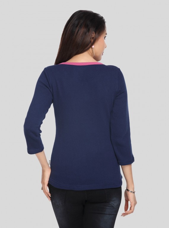 Ink Blue Buttoned Top