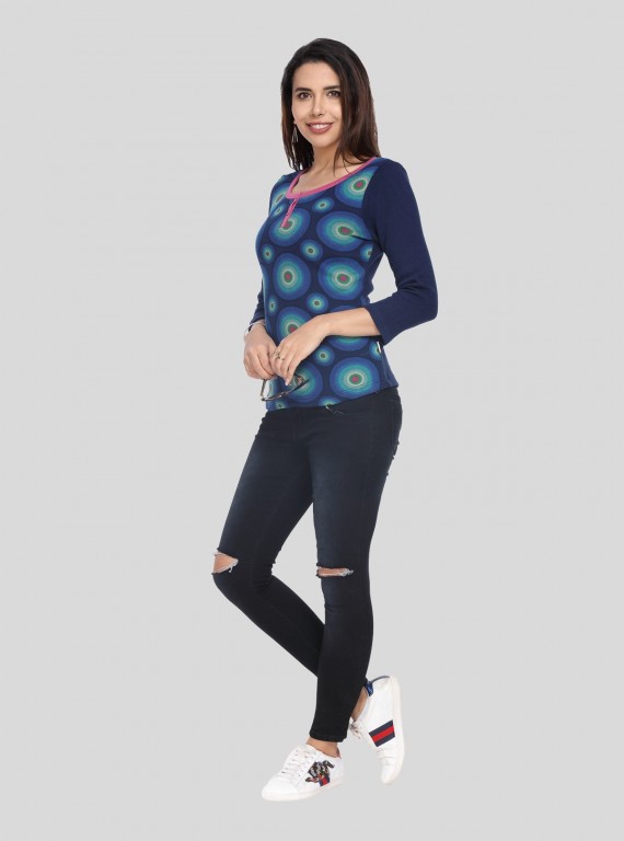 Ink Blue Buttoned Top