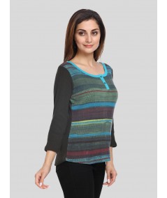 Green Faded Buttoned Top