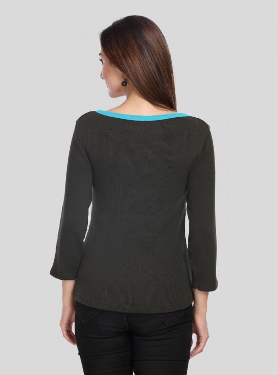 Green Faded Buttoned Top