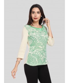Ecru Artic Print Buttoned Top