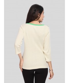 Ecru Artic Print Buttoned Top