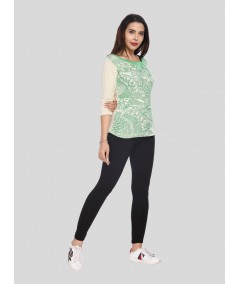 Ecru Artic Print Buttoned Top