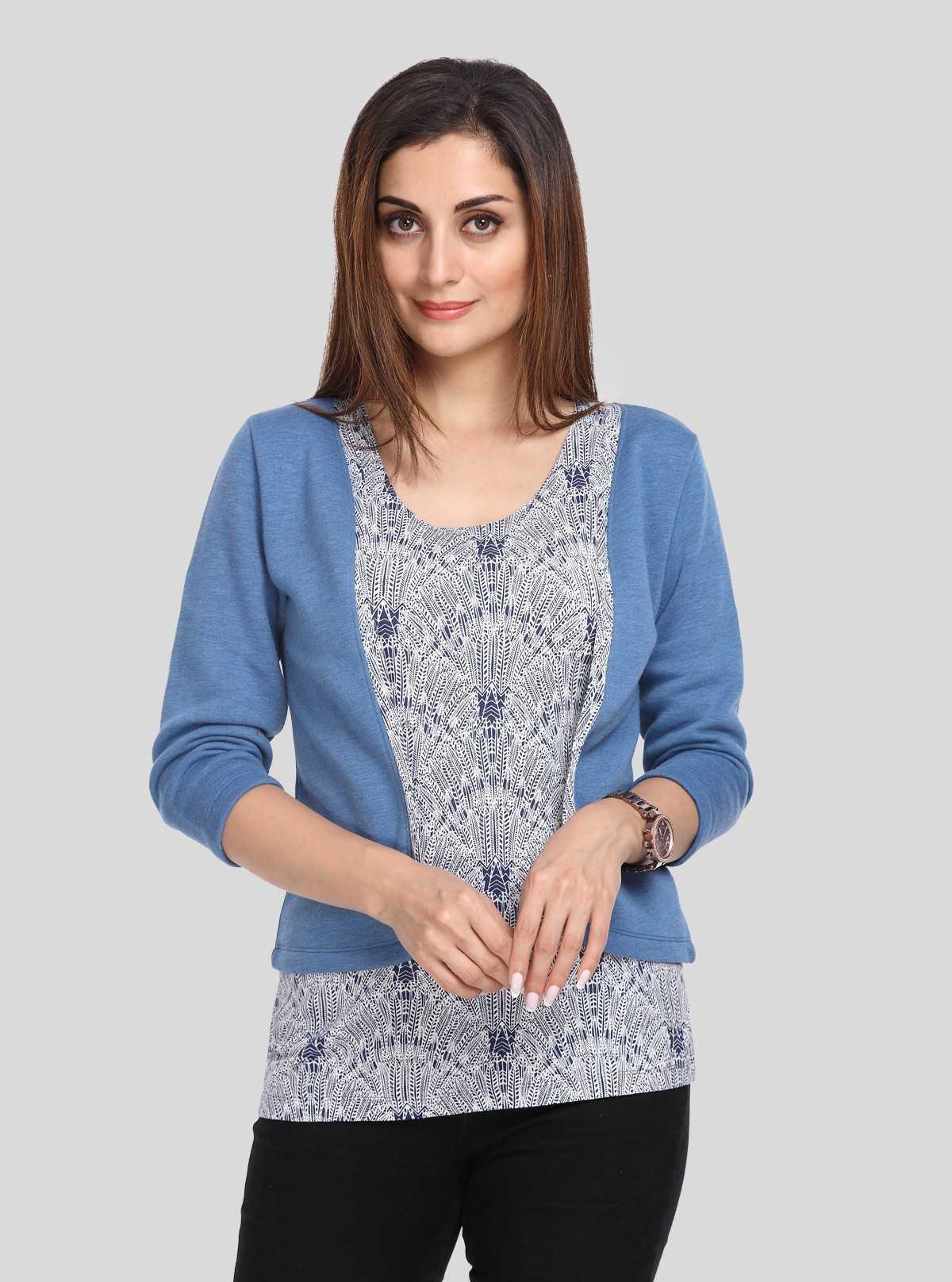 Graphic Print Fleece Shrug