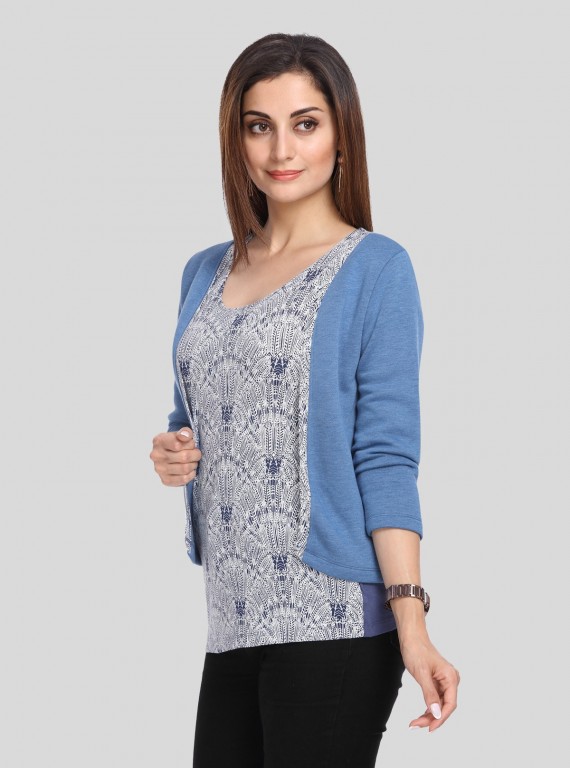 Graphic Print Fleece Set Top