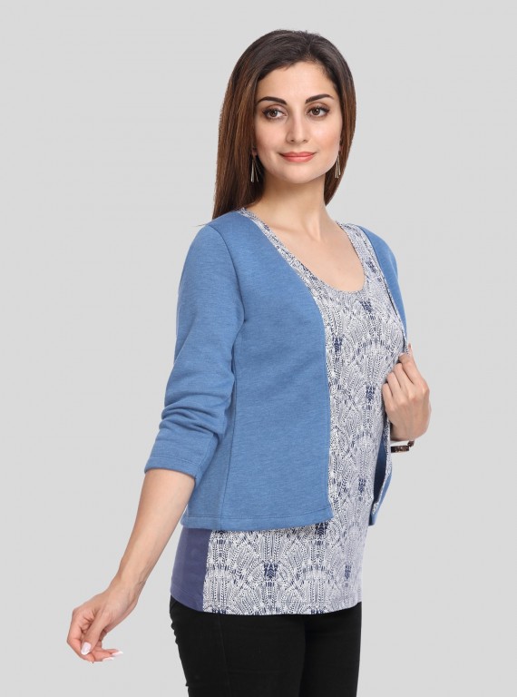 Graphic Print Fleece Set Top