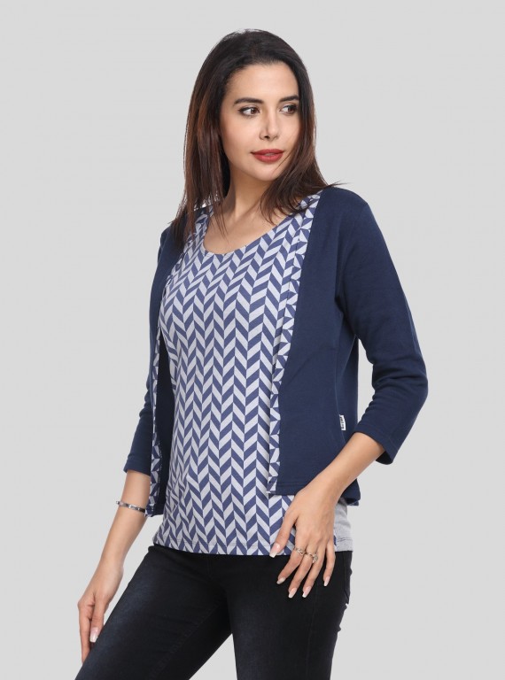 Ink Blue Fleece Set Top