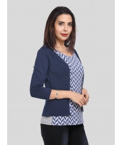 Ink Blue Fleece Set Top