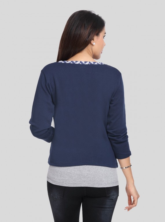Ink Blue Fleece Set Top