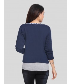 Ink Blue Fleece Set Top