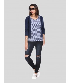 Ink Blue Fleece Set Top